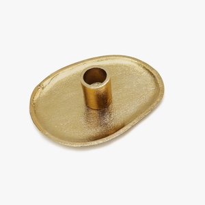 Plateau porte-bougie conique en métal doré - Support de bougie ovale moderne pour décoration de table, centre de table de mariage - Product Image 2
