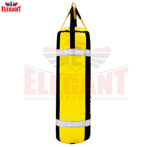 Sac de frappe lourd en cuir bicolore jaune et noir, personnalisé avec logo OEM, vide, pour entraînement de fitness, MMA, kickboxing, gym, usage intensif - Product Image 2