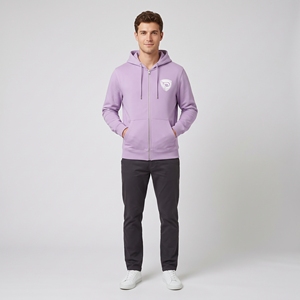 Sweat à capuche unisexe Dumela en molleton de coton lavande avec fermeture éclair, logo frontal, coupe oversize, écologique, pour l'hiver - Product Image 2