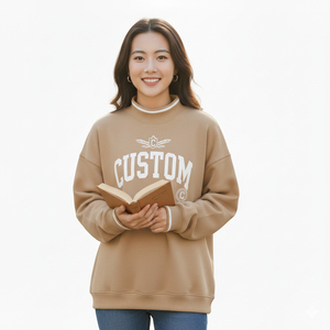 Sudadera Oversize de Cuello Redondo para Mujer, Color Naranja Sólido, 100% Algodón, Bordado Frontal, Hombros Caídos, Ropa de Otoño - Product Image 2