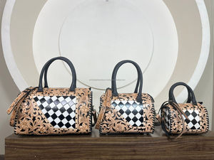 Nouvel ensemble de 3 sacs de voyage assortis en cuir véritable à carreaux, prix d'usine de gros 2026, sacs à bandoulière et bagages de voyage - Product Image 4