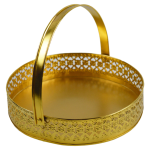 Luxury <b>Gold</b> Colored Design Bouquet Fruit Candy With Handle Hanging Design Best For <b>Storage</b> Fashion Fruit With Decorative <b>Basket</b> - Product Image 1