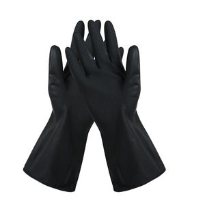 Gants de protection en caoutchouc robuste anti-acide, texture lisse et légère, doublure en coton, poignets évasés 30-45cm, pour nettoyage industriel et laboratoire - Product Image 3