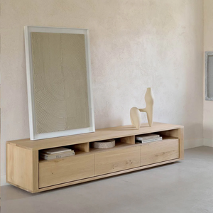 Meuble TV en bois massif de qualité supérieure pour salon, meuble TV classique en bois avec finition élégante, écologique et durable, pour salon et chambre. - Product Image 1