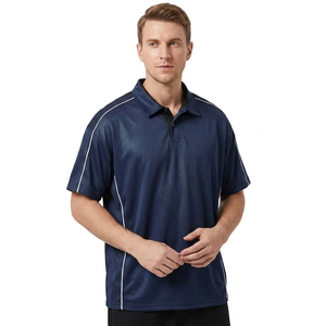 Polo de Manga Corta Azul Marino para Hombre, 100% Poliéster, Secado Rápido, Corte Regular Informal, Color Sólido, Tejido de Punto, Ecológico - Product Image 1