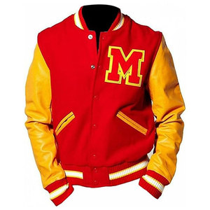 Blouson universitaire respirant pour homme en cuir véritable avec manches en tricot et corps en laine, personnalisable, style streetwear décontracté - Product Image 1