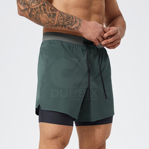 Custom Style Printed Logo Fitness Clothing Mesh Anti-Bacterial Sweat-Wicking Stretch Gym Wear Running Double <b>Layer</b> Shorts - Product Image 5