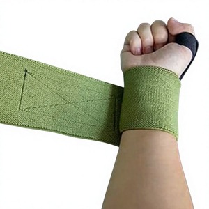 สายรัดข้อมือผ้าฝ้ายสำหรับยกน้ำหนัก ขนาด 12 นิ้ว สายรัดข้อมือสำหรับผู้ชายและผู้หญิง ปรับได้ กันลื่น สายรัดออกกำลังกาย ขายส่ง - Product Image 2