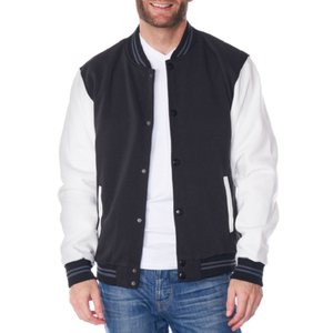 Blouson Bomber Homme Personnalisable Hiver Col V Boutons Revêtement Baseball Double Face Style Urbain 100% Laine - Product Image 3