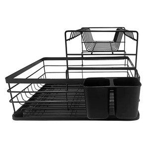 Heavy-load bearing black coated dish <b>rack</b> with strong support for large utensils and dishes - Product Image 1