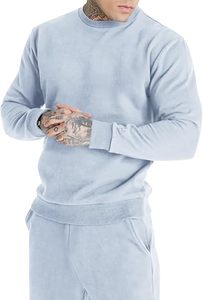 Ensemble de survêtement décontracté pour homme, bleu clair uni, avec capuche, pantalon de jogging, respirant, séchage rapide, coton, vêtements d'hiver, longueur intégrale - Product Image 5