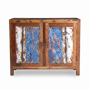 Mueble de Madera de Barco Reciclada Sostenible al por Mayor, 2 Puertas, Estilo Rústico, Modelo Hecho a Mano, Ecológico, Reciclado, para Sala de Estar y Cocina - Product Image 1