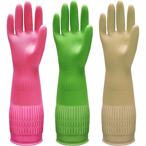 Gants de nettoyage en caoutchouc en gros, 32 cm de long, épais, imperméables, pour la vaisselle de cuisine, extra larges, durables, en PVC - Product Image 1