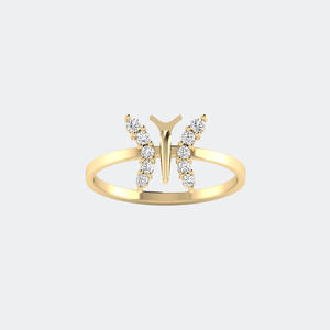 Bague minimaliste en diamant rond de 0,30 CTW sertie en grappe de papillons, monture closée, dans un cadre de joaillerie fine - Product Image 1