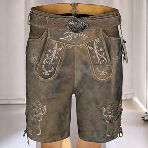 Pantalones Cortos de Cuero Genuino Bávaro OEM para Hombre, Traje Tradicional Alpino para Oktoberfest - Product Image 2