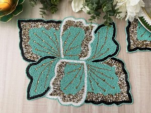 Modern Beaded Placemat Attractive Beaded Placemat Decorative Glass Beads Placemat For <b>Dining</b> <b>Table</b> <b>Runner</b> Party Centerpiece - Product Image 6