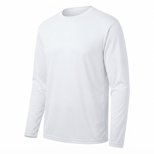 Chemise de pêche à manches longues pour hommes adultes UPF 50 100% polyester respirant à séchage rapide bleu marine uni protection solaire extérieure - Product Image 4