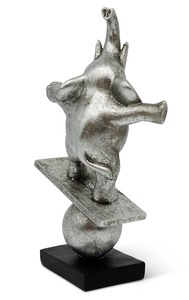Figurine d'éléphant en argent, sculpture artistique en métal, décoration de table, thème animal contemporain, décoration pour la maison et le bureau - Product Image 4