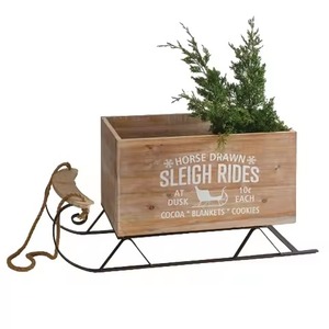Trineo Navideño de Madera Natural para Uso en Interiores, Decoración de Mesa, Porta Dulces y Chocolates, Carrito de Santa Claus de Moda - Product Image 1