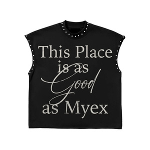 เสื้อกล้ามผู้ชายไซส์ใหญ่สไตล์วินเทจฟอกสีแบบขายส่ง เสื้อผ้าสตรีทแวร์ลำลองแบบไม่มีแขน รับผลิตแบบ OEM - Product Image 2