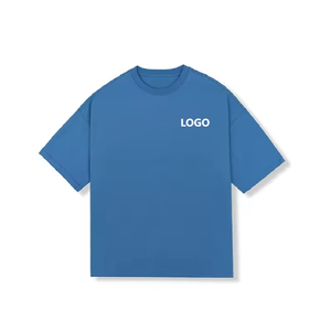 T-shirt surdimensionné pour homme 100% coton, tricoté épais, logo personnalisé, manches courtes, col rond, streetwear décontracté - Product Image 6
