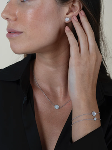 Pulsera de Eslabones de Plata Chapada en Oro de 14K con Diamantes de Corte Brillante y Discos de Cristal de Imitación, Estilo Vintage para Mujer, Certificada por IGI - Product Image 3