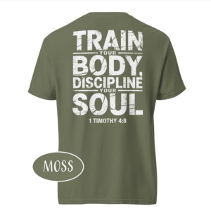 T-shirt pour homme à manches courtes, col rond, couleur brique, imprimé, coupe classique, idéal pour la gym, avec la phrase « Train Your Body Discipline Your Soul » - Product Image 3