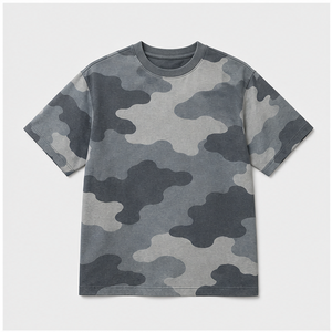 Camiseta de Manga Corta para Hombre con Estampado de Camuflaje Urbano Gris Nube, Cuello Redondo, MTS-CAMO-0002 - Product Image 1