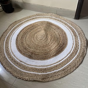 Hand Woven Jute <b>Rug</b> Natural Variations Unique Texture Non-Slip Reversible Geometric Pattern Medium <b>Thickness</b> PET Picnic Outdoor - Product Image 4