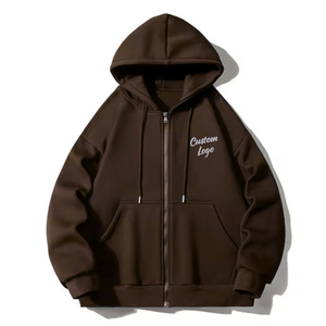 Sweat à capuche décontracté en molleton 100 % coton avec fermeture éclair intégrale pour l'hiver, logo personnalisé imprimé, manches longues, service OEM pour hommes - Product Image 1