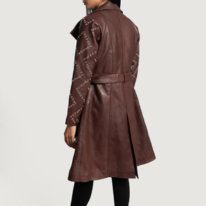 Elegant Genuine Leather Women Coat and Jacket Premium Slim Fit Long Plain Dyed Eco-Friendly Winter Outerwear Coat - Product Image 2