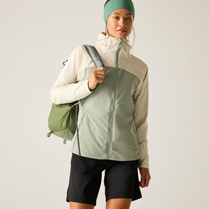 Veste coupe-vent à capuche pour femme, à blocs de couleur, manches longues, fermeture éclair, en polyester, pour l'automne - Product Image 4