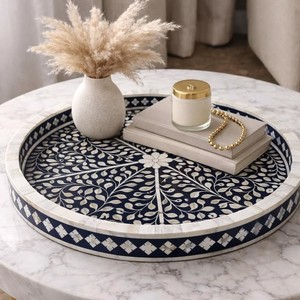 Natural Mother of Pearl Inlay Serving Tray Square Shaped Tea Coffee Serving Storage Tray for Coffee <b>Table</b> Artisan <b>Vanity</b> Serving - Product Image 4