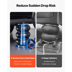 3 <b>Ton</b>/6613 Lbs Triple <b>Bag</b> Air Jack Pneumatic Short Handles Fast Lifting 17.7 Inch/450 mm for Car SUV Pickup Truck Repair Garage - Product Image 3