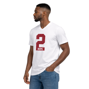 T-shirt à col en V Kappa Alpha Psi Number 2 Klub blanc, vêtement de fraternité grecque avec motif audacieux, confort premium et coupe élégante - Product Image 3
