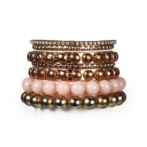 Set di 7 Bracciali Rigidi Retrò in Oro Invecchiato con Strass Incastonati, Gioielli alla Moda per Donne - Product Image 2