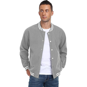 Veste universitaire en cuir pour homme avec capuche intégrée en mélange de laine, style baseball, streetwear - Product Image 3