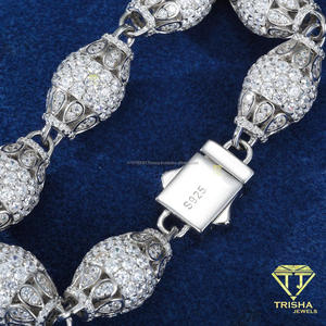 Premium VVS Moissanite Diamond Cuban <b>Bracelet</b> <b>925</b> Sterling <b>Silver</b> Iced Out Hip Hop Bling Jewelry For <b>Men</b> - Product Image 3