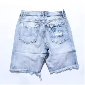 2025 Personnalisé Haute Qualité Été Denim Coupe Slim Droite Tricoté Homme Fitness Respirant Séchage Rapide Délavé Uni Moyen - Product Image 2