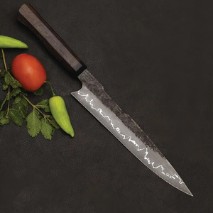 Couteau de chef Burraq personnalisé fait main en acier carbone, lame de 8 pouces, manche en bois, épaisseur de 3,0 mm, magnifique étui en cuir - Product Image 2
