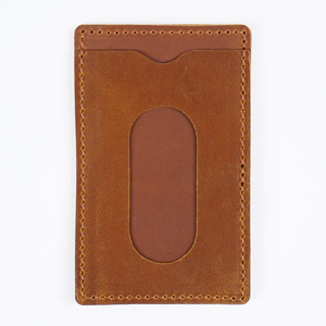 Cartera Minimalista de Cuero PU, Delgada, para Tarjetas, Menos de 2 Pulgadas, Sin Cierre, Marrón, de Viaje, Personalizable, Moderna, para Tarjetas de Crédito - Product Image 1