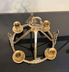 Brass Christmas Candelabra With <b>Tree</b> Design 4-Candle Holder Home Decoration Durable Metal Candle Stand Geometric metal lantern - Product Image 3
