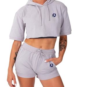 Ensemble sweat à capuche et short en tricot polaire à lacets décontracté pour femmes - Product Image 1