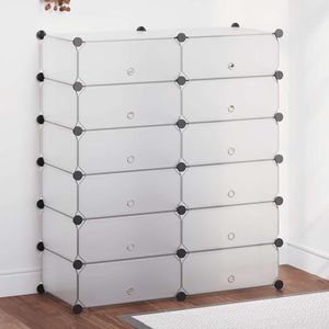 Organisateur de chaussures en panneaux de plastique blanc avec structure en acier, range-chaussures pratique - Product Image 1