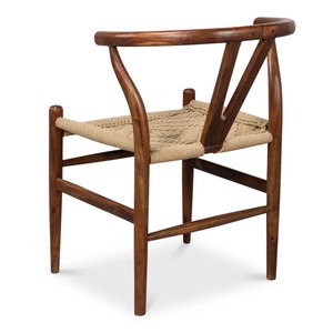 Silla de Comedor de Madera de Teca Ecológica de Alta Calidad con Respaldo y Asiento de Cordón de Papel Tejido a Mano, Estilo Escandinavo Moderno para Hostelería - Product Image 5