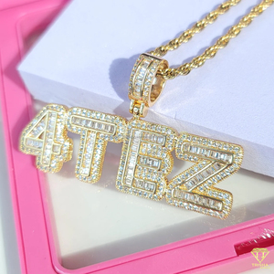 Colliers personnalisés en argent 4TEZ et argent LXN avec pendentifs glacés en pierre de diamant style Hip Hop Moissanite Bling pour look rappeur - Product Image 2