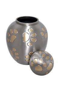 Urnes funéraires pour animaux de compagnie M Pet Urns Golden Paw Print, urne commémorative pour crémation, design personnalisable, pour adulte, forme de petit dôme, prix compétitif - Product Image 2