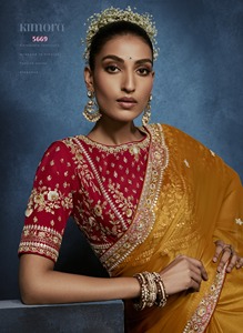 Heavy Wedding <b>Saree</b> <b>Red</b> and Gold Silk <b>Saree</b> with Heavy Zari Embroidery Traditional Wedding Wear for Women - Product Image 1