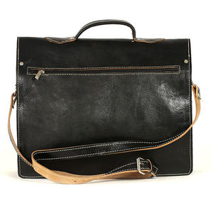 Biyadina Premium Vintage Genuine <b>Leather</b> Men's Messenger Bag Handmade Fashion <b>Satchel</b> with Timeless Elegance <b>Black</b> Color - Product Image 3
