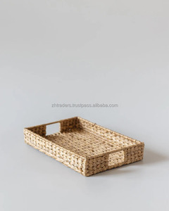 Juego de bandejas de servicio de ratán redondas asequibles de lujo adornadas con diseño artístico hecho a mano personalizado Ideal para hogares modernos - Product Image 4